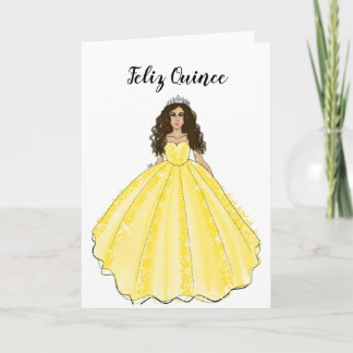 Carte Feliz Quince - Yellow Quinceañera Birthday Card