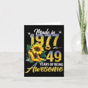 Carte Féminin fait en 1977 vintage 49e anniversaire flor