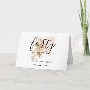 Carte Feminine Rose Quarante Et Fabuleux 40e Anniversair