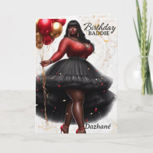 Carte Femme Afro-Américaine Glamouruse Anniversaire Rose