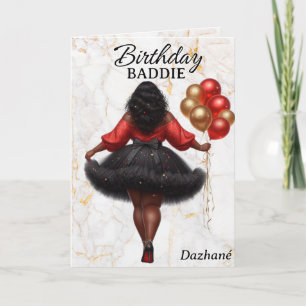 Carte Femme Afro-Américaine Glamouruse Anniversaire Roug