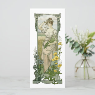 Carte Femme Art Nouveau vintage avec fleurs de Sonrel