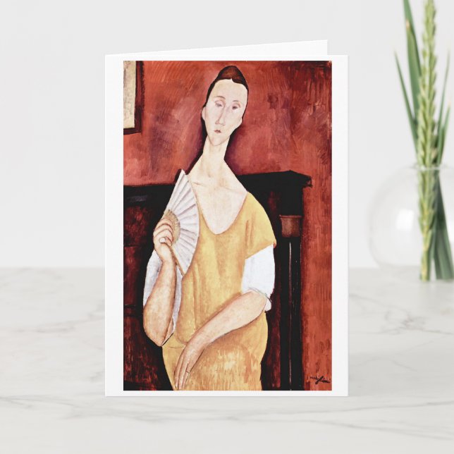 Carte Femme au éventail, Modigliani (Devant)