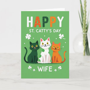 Carte Femme au motif de chats verts