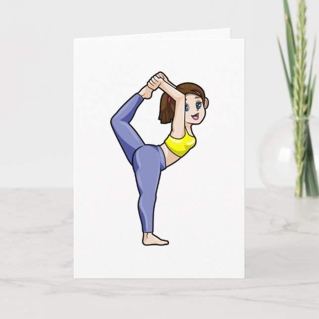 Carte Femme au yoga étirant les jambes (Devant)