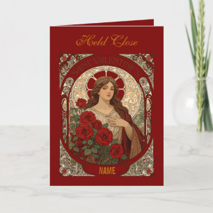 Carte Femme aux roses en cascade Illustration vintage