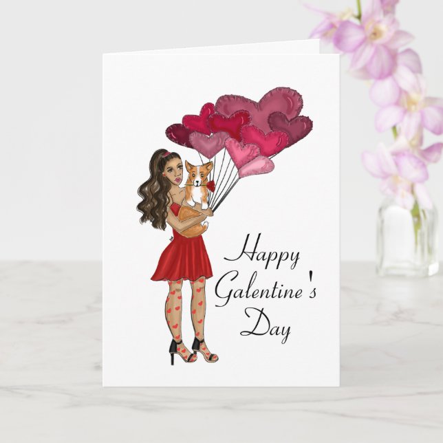 Carte Femme avec Corgi Galantine's Day Greeting (Orchidée)