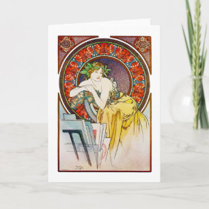 Carte Femme avec du pavot, Mucha