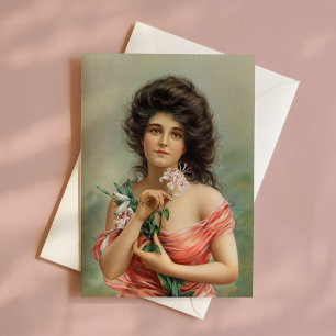 Carte Femme avec Lily   Louis Prang & Co.