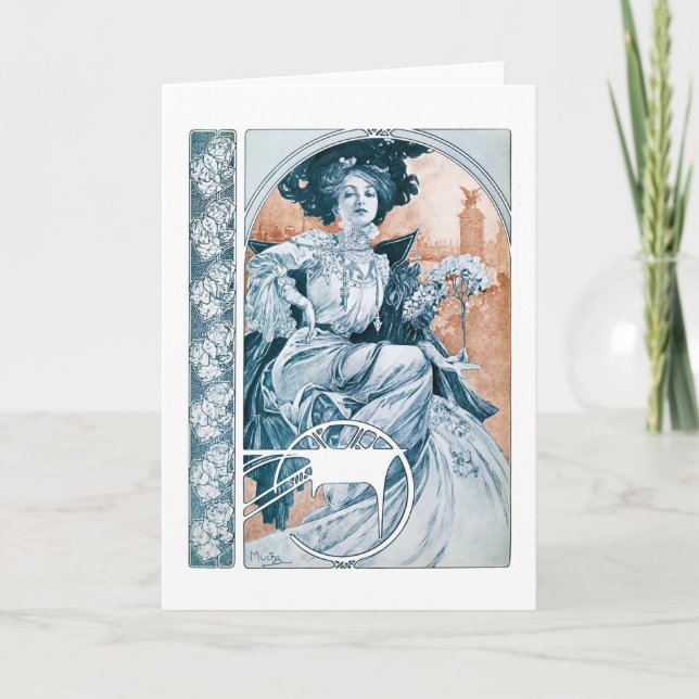 Carte Femme avec Rose, Mucha (Devant)