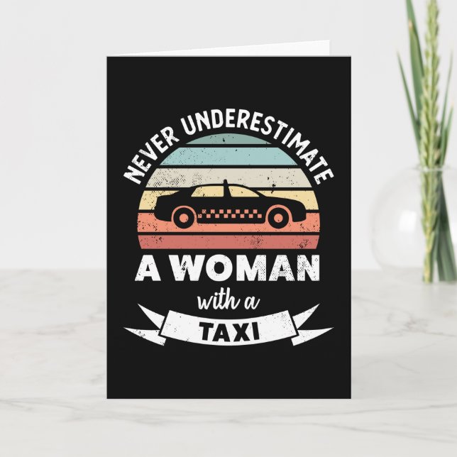 Carte Femme avec un cadeau de voitures drôles de taxi Ma (Devant)
