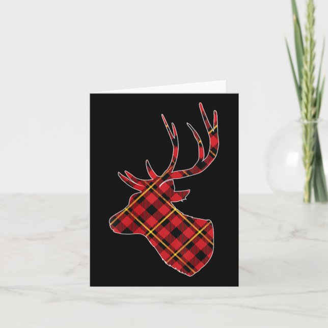 Carte Femme Buffle rouge Plaid Deer Reindeer Head Christ (Devant)