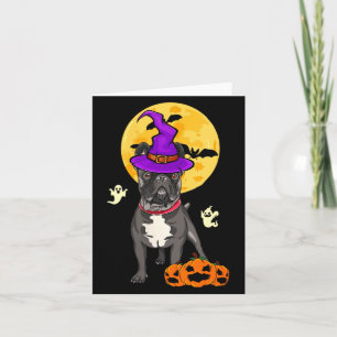 Carte Femme Bulldog Français Noir Sorcière Halloween