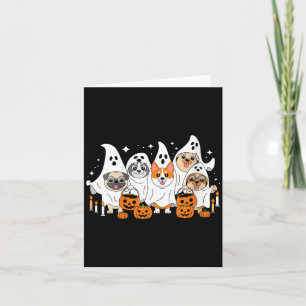 Carte Femme chien fantôme Halloween col en V