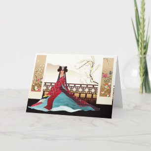 Carte Femme coréenne portant un hanbok