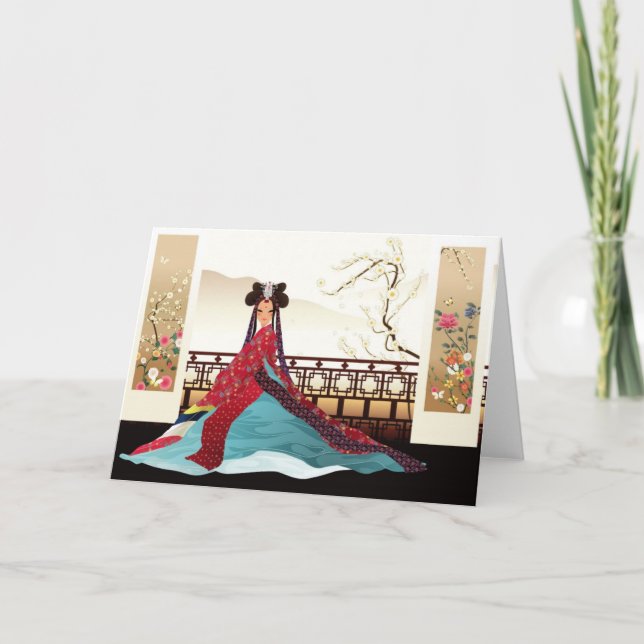 Carte Femme coréenne portant un hanbok (Devant)