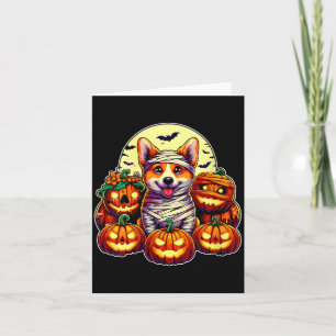 Carte Femme Corgi Momie Et Citrouilles Halloween Mignon