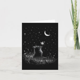 Carte Femme Cottagecore Floral Papillon Chat Noir