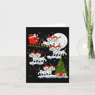 Carte Femme Dalmatien Chien Père Noël Traîneau Volant Dr