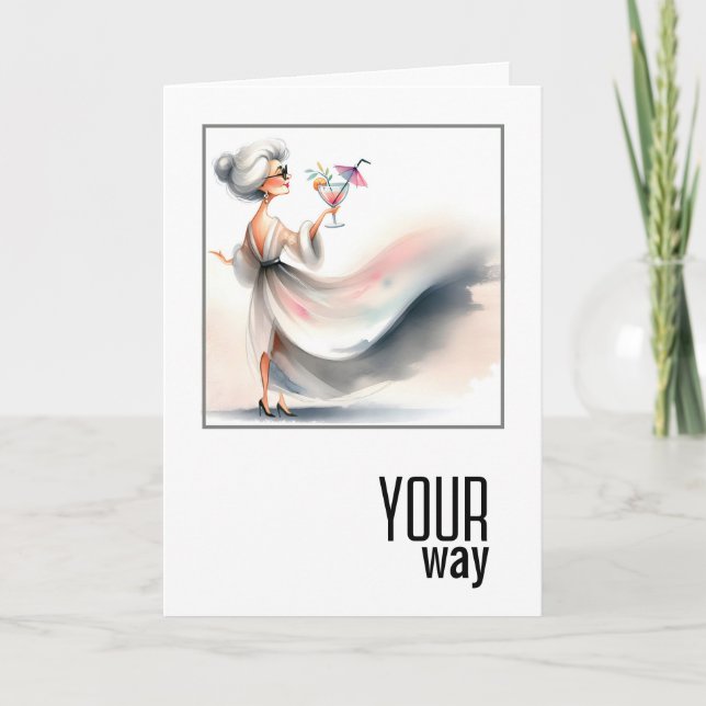 Carte Femme D'Anniversaire Avec Cocktail (Devant)