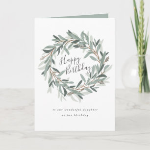 Carte Femme d'anniversaire joyeuse de couronne rustique