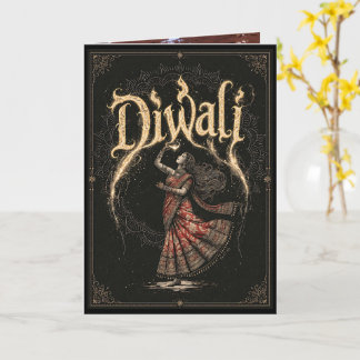 Carte Femme dansante Diwali avec lampe