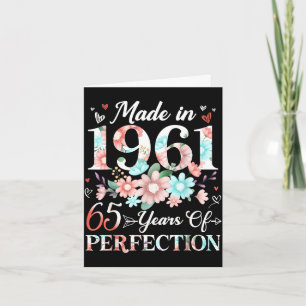Carte femme de 65 ans fabriquée en 1961 florale 65e anni