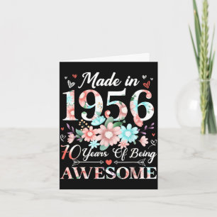 Carte femme de 70 ans fabriquée en 1956 florale 70e anni