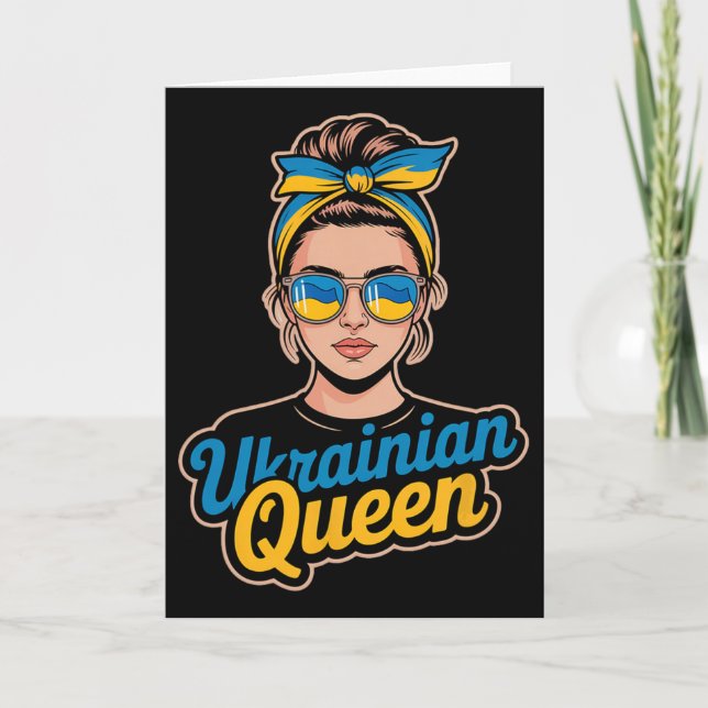 Carte Femme de style rétro ukrainien Graphisme Fierté cu (Devant)