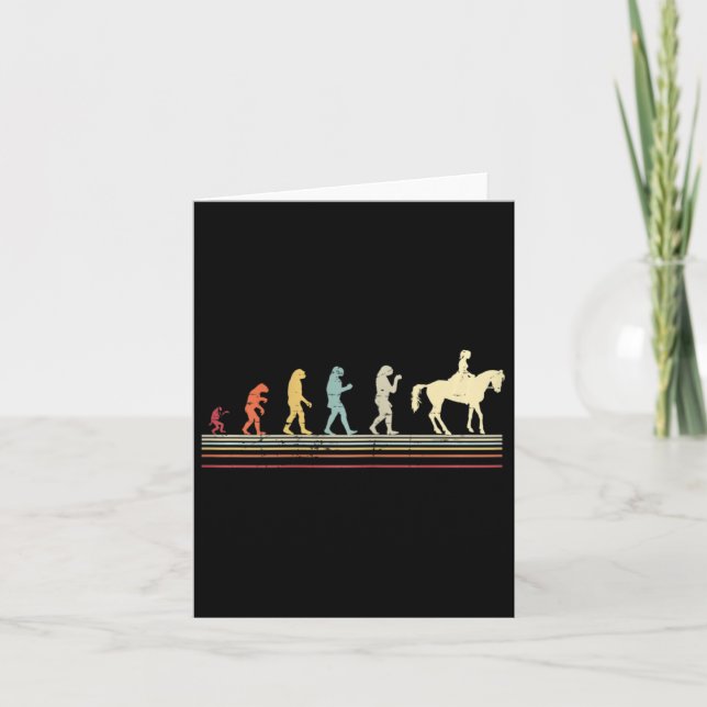 Carte Femme Drôle Évolution Cadeau Cheval Équitation 1 (Devant)
