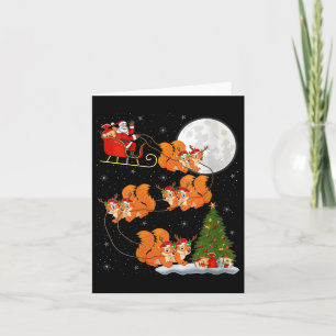 Carte Femme Écureuil Père Noël Traîneau Volant Drôle Mag