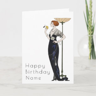 Carte Femme élégante Art Déco Anniversaire