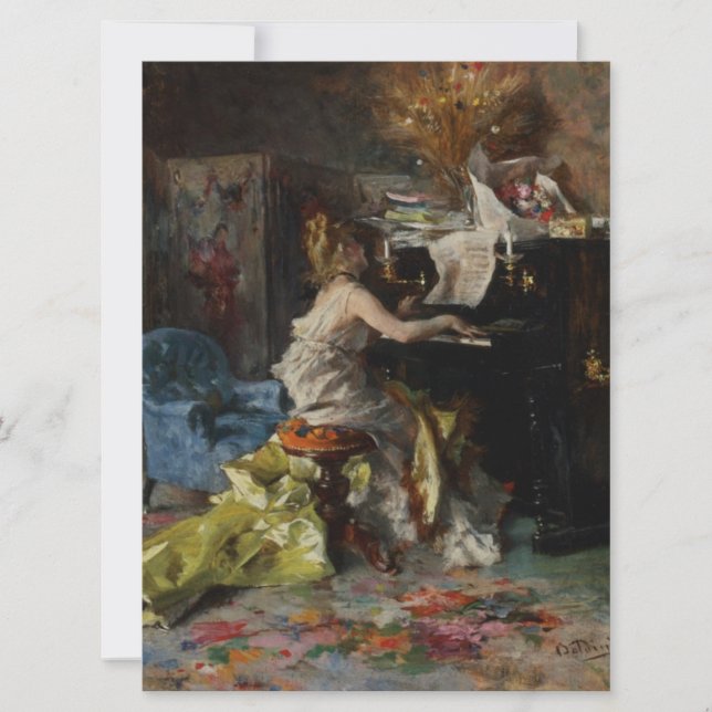 Carte Femme élégante jouant du piano (Giovanni Boldini) (Devant)