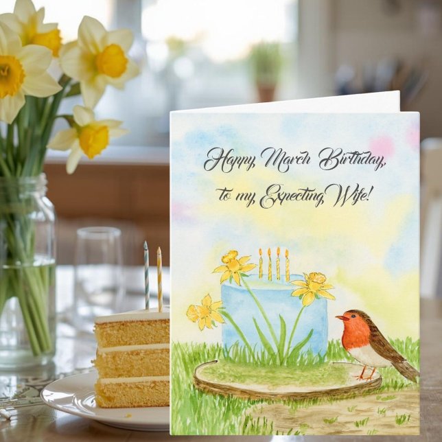 Carte Femme enceinte Joyeux Anniversaire de Mars Jonquil (Créateur téléchargé)