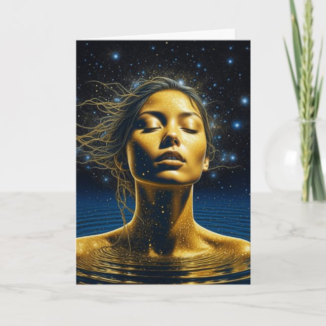 Carte Femme éthérée méditant sous les étoiles (Devant)