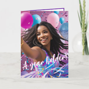 Carte Femme Ethnique Radieuse Cheveux Naturels Anniversa