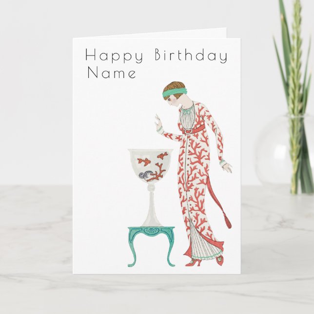 Carte Femme George Barbier avec urne Art Déco Anniversai (Devant)