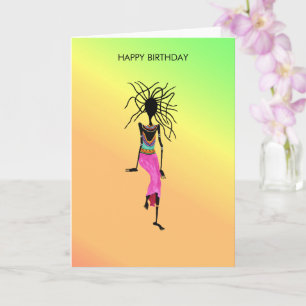 Carte Femme guerrière colorée et branchée Joyeuse annive