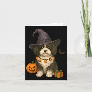 Carte Femme Halloween Havanais Noir Et Blanc Chien