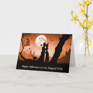 Carte Femme Halloween joyeuse mignonne Couple méchant