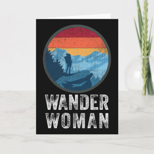 Carte Femme itinérante vintage prendre une randonnée esc