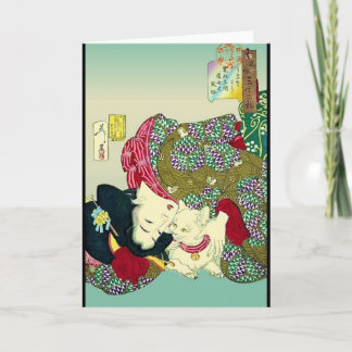 Carte Femme japonaise et chat