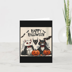 Carte Femme Joyeux Halloween Vampire Chat Noir Chauve-So
