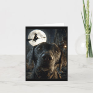 Carte Femme Labrador Drôle Selfie Pleine Lune Volante