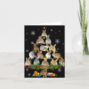 Carte Femme Lapin Arbre de Noël Neige Drôle Lapin Xma