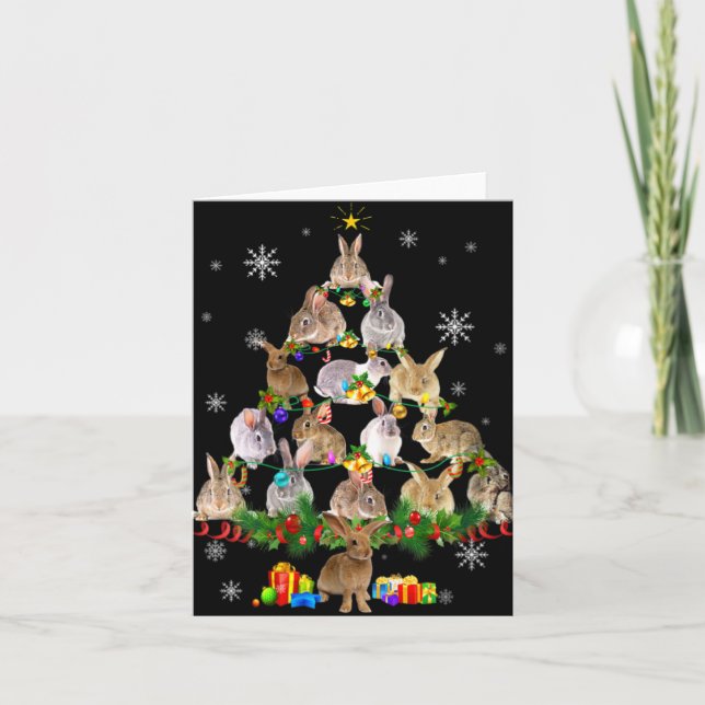 Carte Femme Lapin Arbre de Noël Neige Drôle Lapin Xma (Devant)