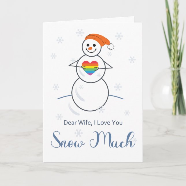 Carte Femme lesbienne Romance mignon Snowman avec coeur (Devant)
