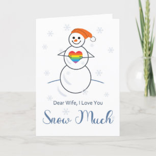 Carte Femme lesbienne Valentine mignonne Snowman avec co