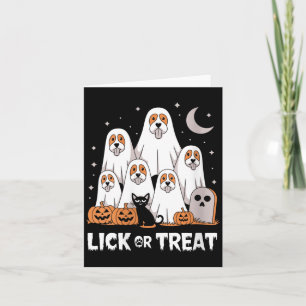 Carte Femme Lick Or Treat Drôle Fantôme Chien Mignon