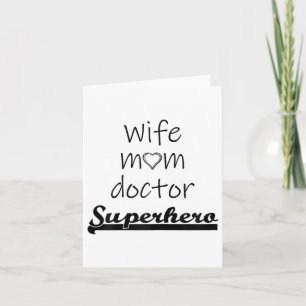 Carte Femme Maman Docteur Superhero tenue mignonne mère 